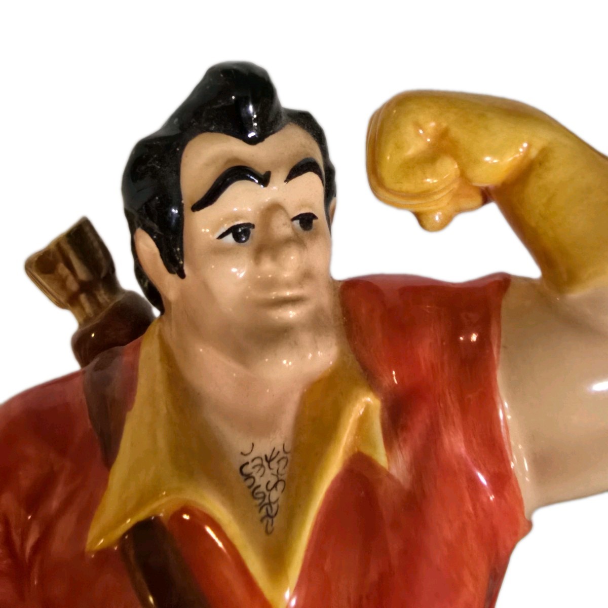 Vintage Disney Beauty and The Beast Belle’s Gaston Villain Ceramic Figurine 8.5”