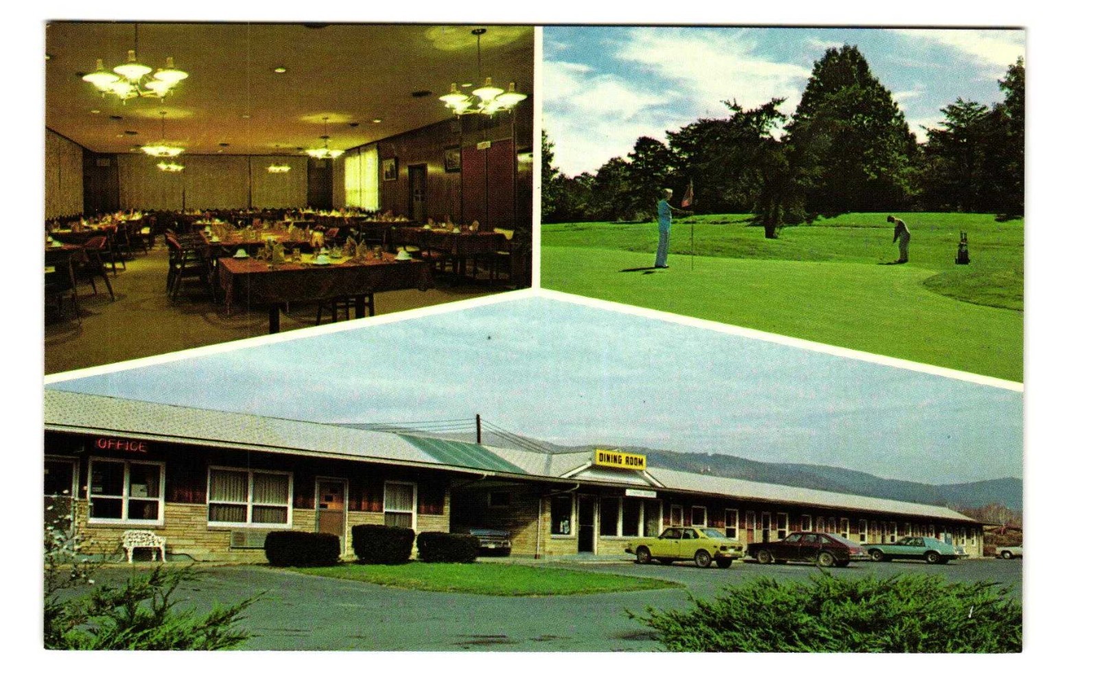 Potomac Motel dining room and golf course KEYSER WV vintage postcard unposted