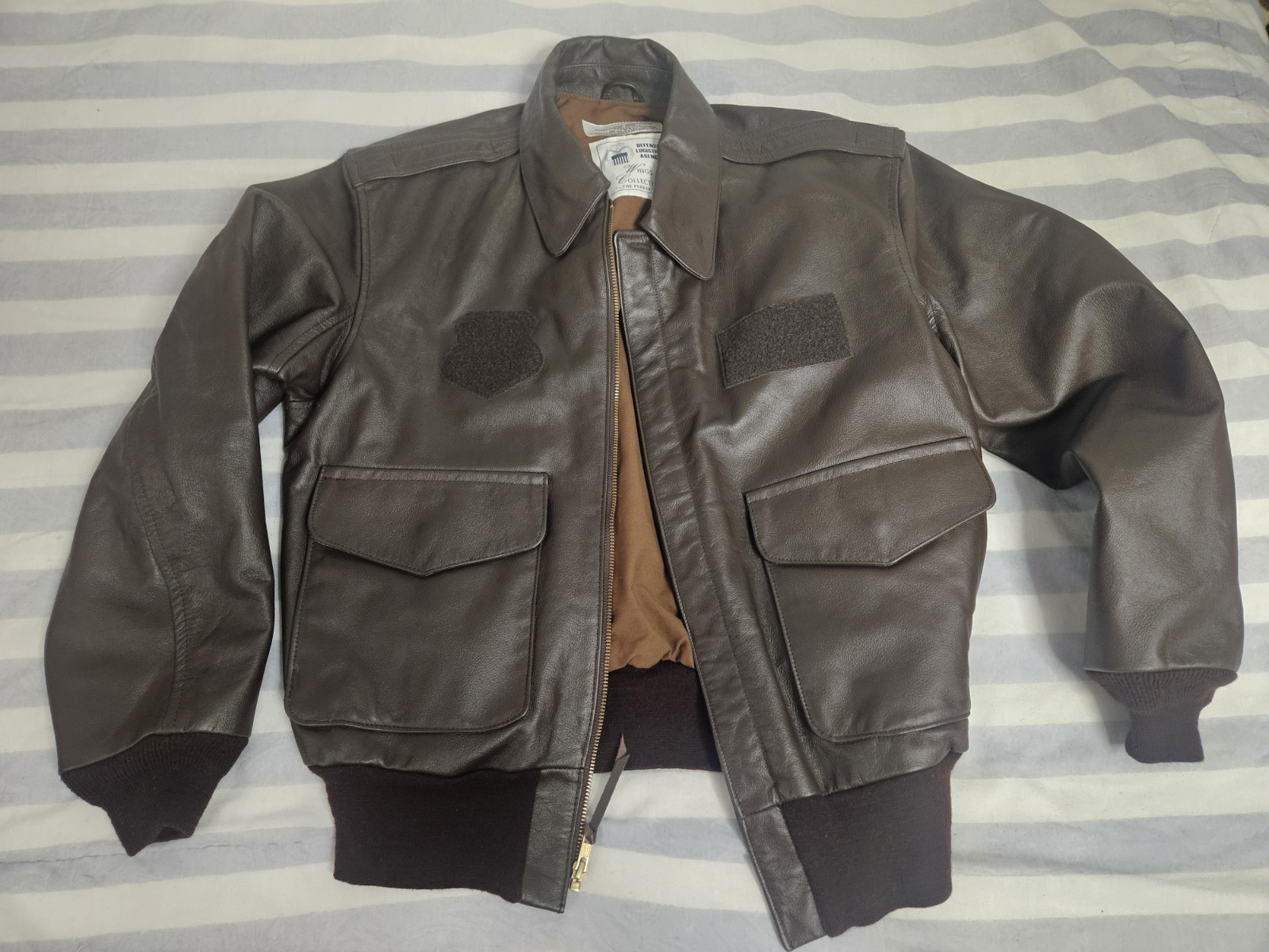 Excelled Defense Logistics Agency  Wings A-2 Brown Goatskin 38SH Flight Jacket