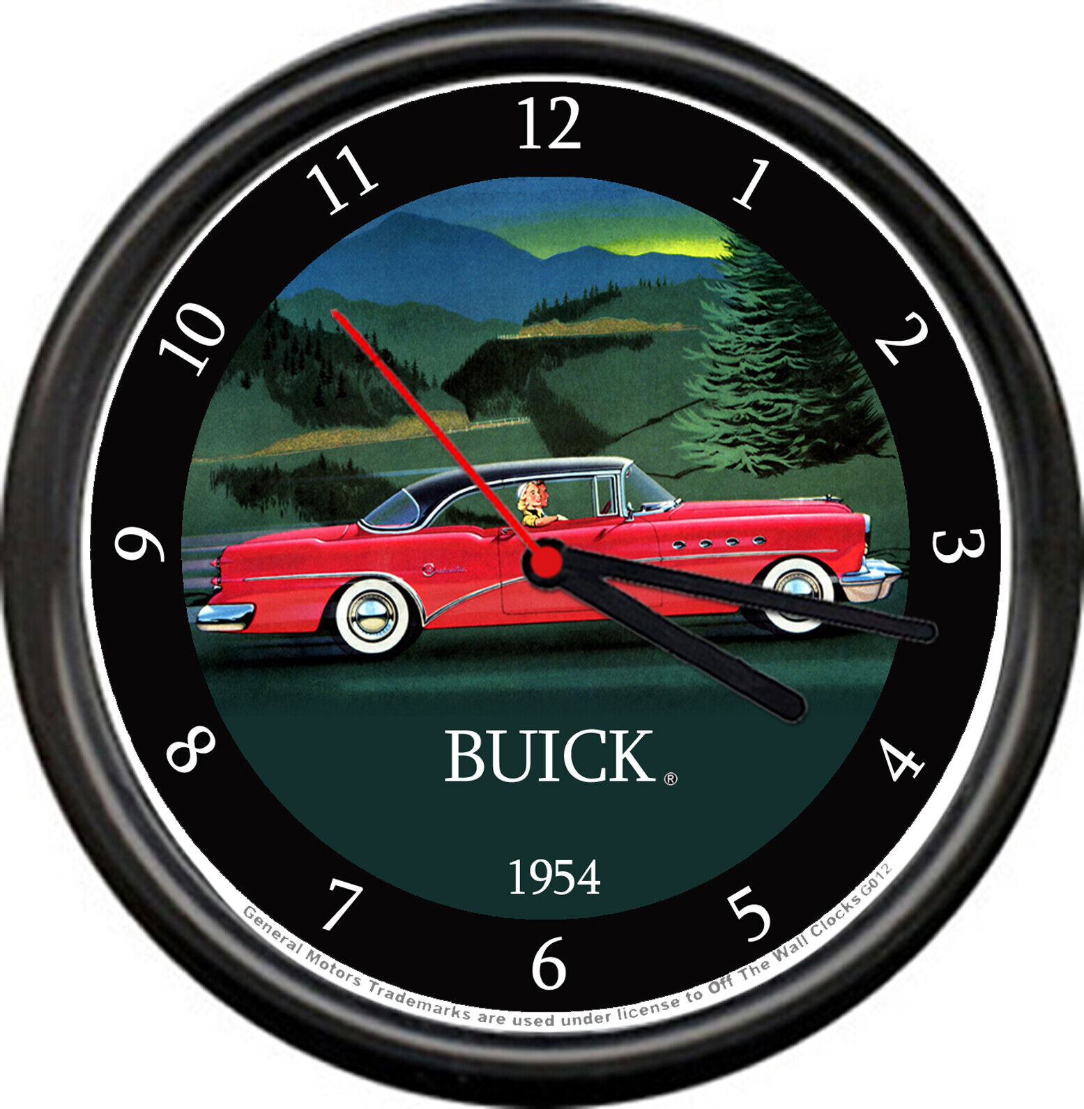 Licensed 1954 Red Buick Roadmaster 2 Door Sedan  General Motors Sign Wall Clock