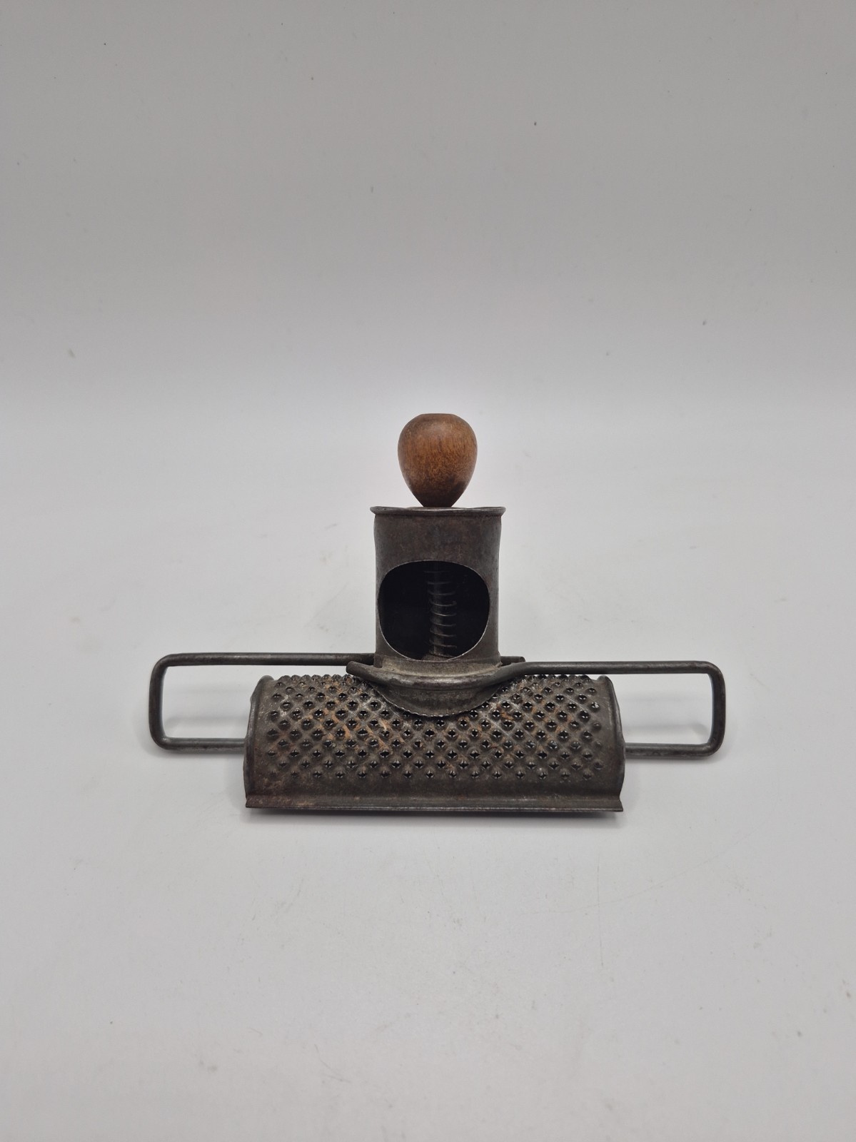 Antique 1890's Tin Nutmeg Spice Grinder, Hand Crank Grater Antique 1890's Tin Nutmeg Spice Grinder, Hand Crank Grater