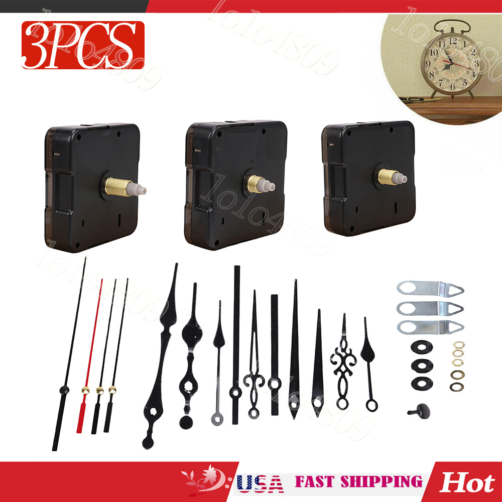 3PCS Wall Quartz Clock Movement Mechanism DIY Replacement Repair Tool Part Kit 3PCS Wall Quartz Clock Movement Mechanism DIY Replacement Repair Tool Part Kit