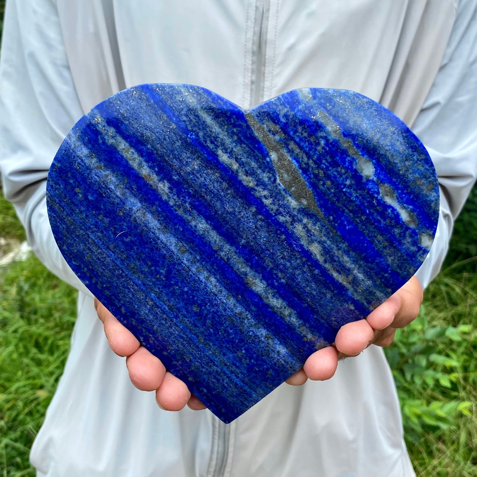 1.88LB Natural Lapis Lazuli Heart Healing Energy Wealth Crystal Home Decoration