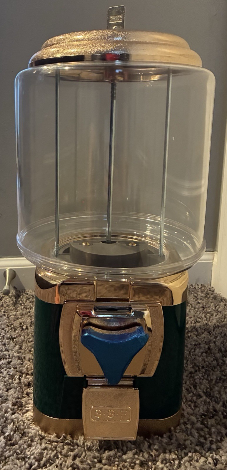 Coin Operated Gum Ball Machine Green With Key Silent Sales Force SSF New Works