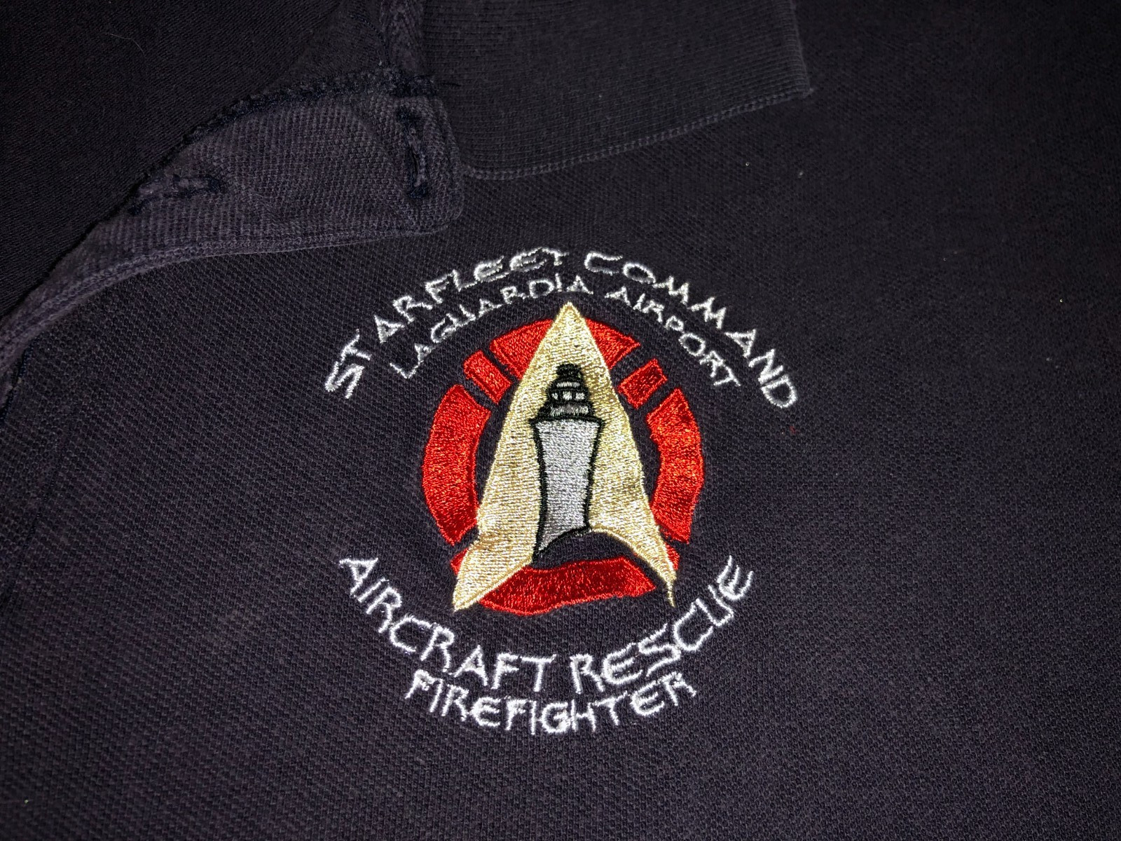 LAGUARDIA Airport New York AIRCRAFT RESCUE Firefighter FIRE Polo Shirt XLarge