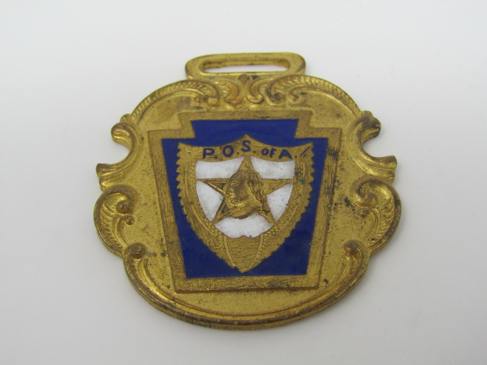 Antique P.O.S. of A. Medal Fob Patriotic Order Sons of America Enamel Jewel Antique P.O.S. of A. Medal Fob Patriotic Order Sons of America Enamel Jewel