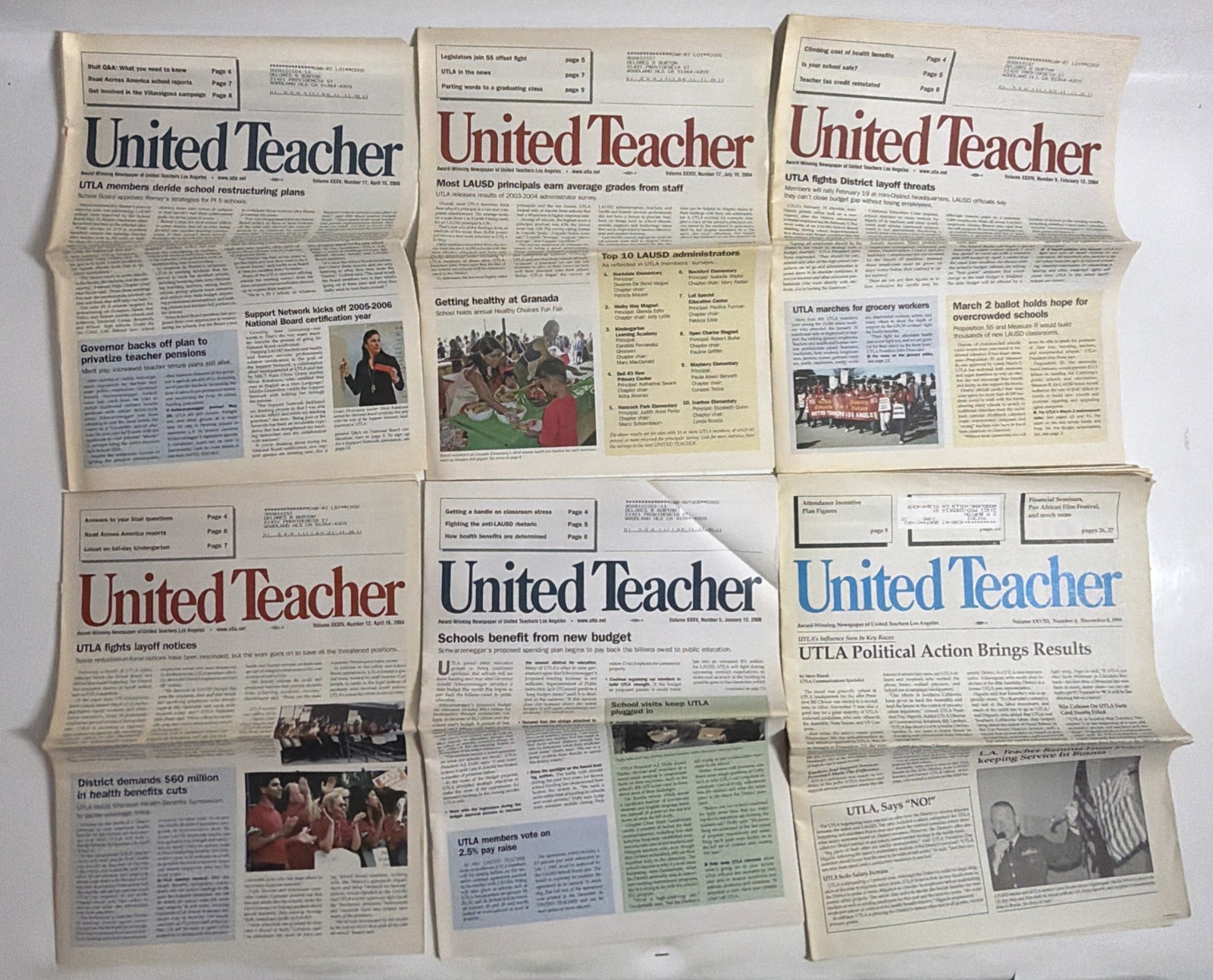 Vintage Lot of 6 United Teacher Newspapers (2000s) Vintage Lot of 6 United Teacher Newspapers (2000s)