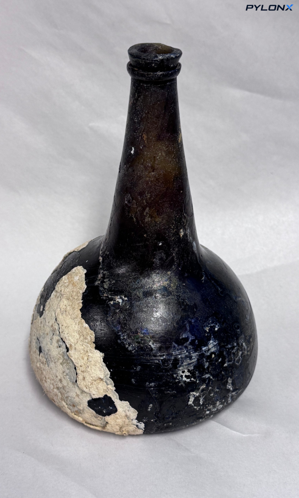 Antique Dutch Black Glass Onion Wine Bottle 1680-1750 Maritime 8.25