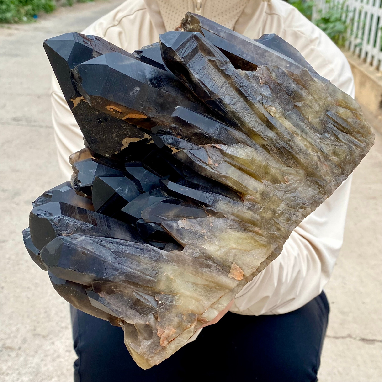 12.9LB  Large Natural Smoky Black Quartz Cluster Crystal raw Specimen Healing