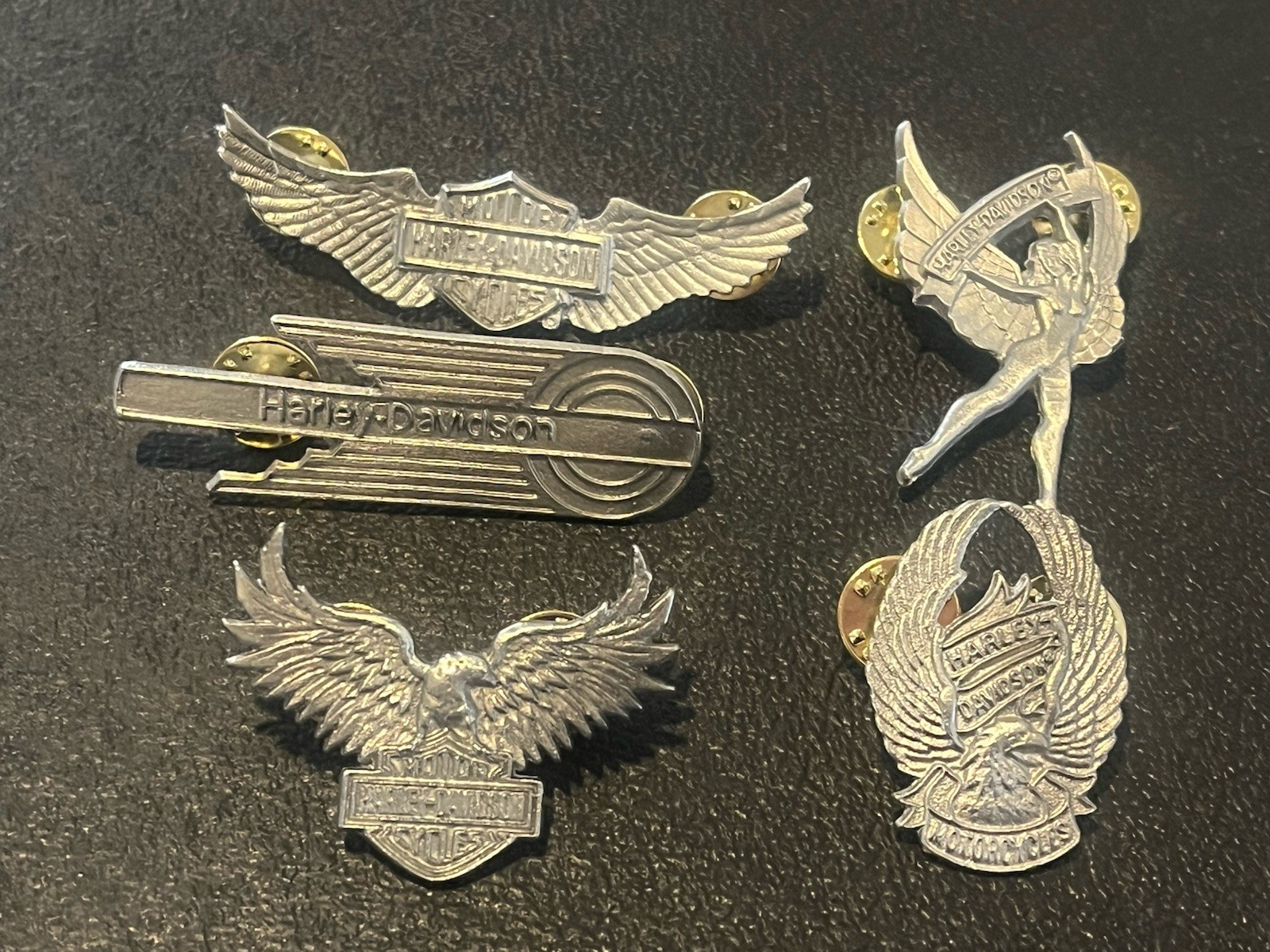Lot Of 5 Vintage Harley Davidson Hat Pins Assorted  Biker Motorcycles Old Shook