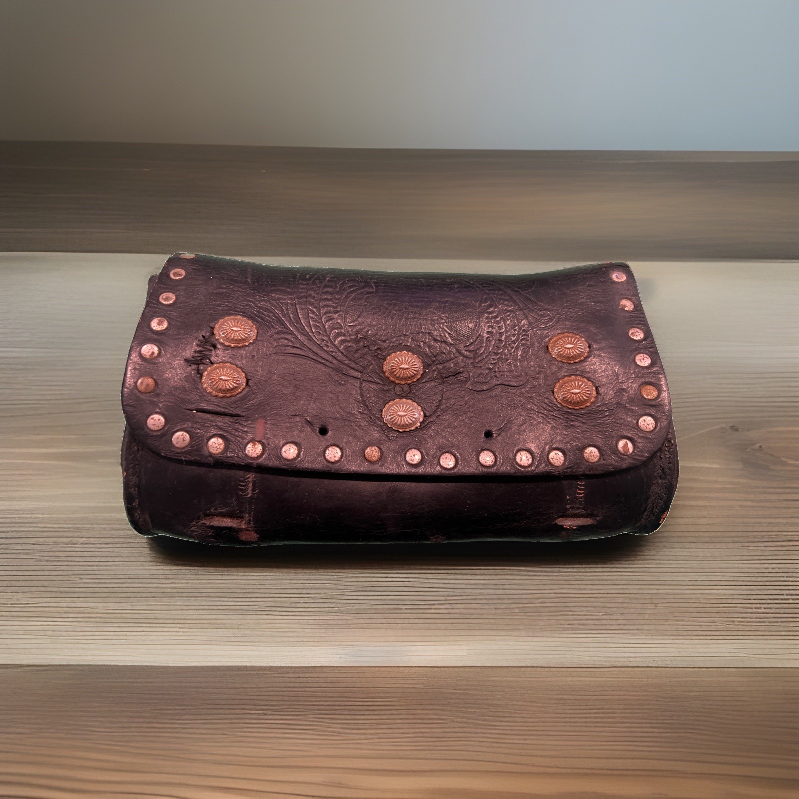 Used Vintage Leather Bag Harley Buckle Motorcycle Tool Bag Used Vintage Leather Bag Harley Buckle Motorcycle Tool Bag
