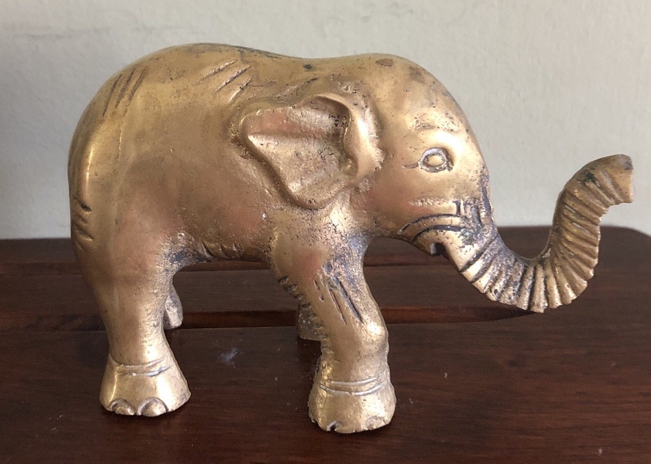 Vintage Brass Elephant Trunk Up Luck Figurine MCM Paperweight Collectible Vintage Brass Elephant Trunk Up Luck Figurine MCM Paperweight Collectible