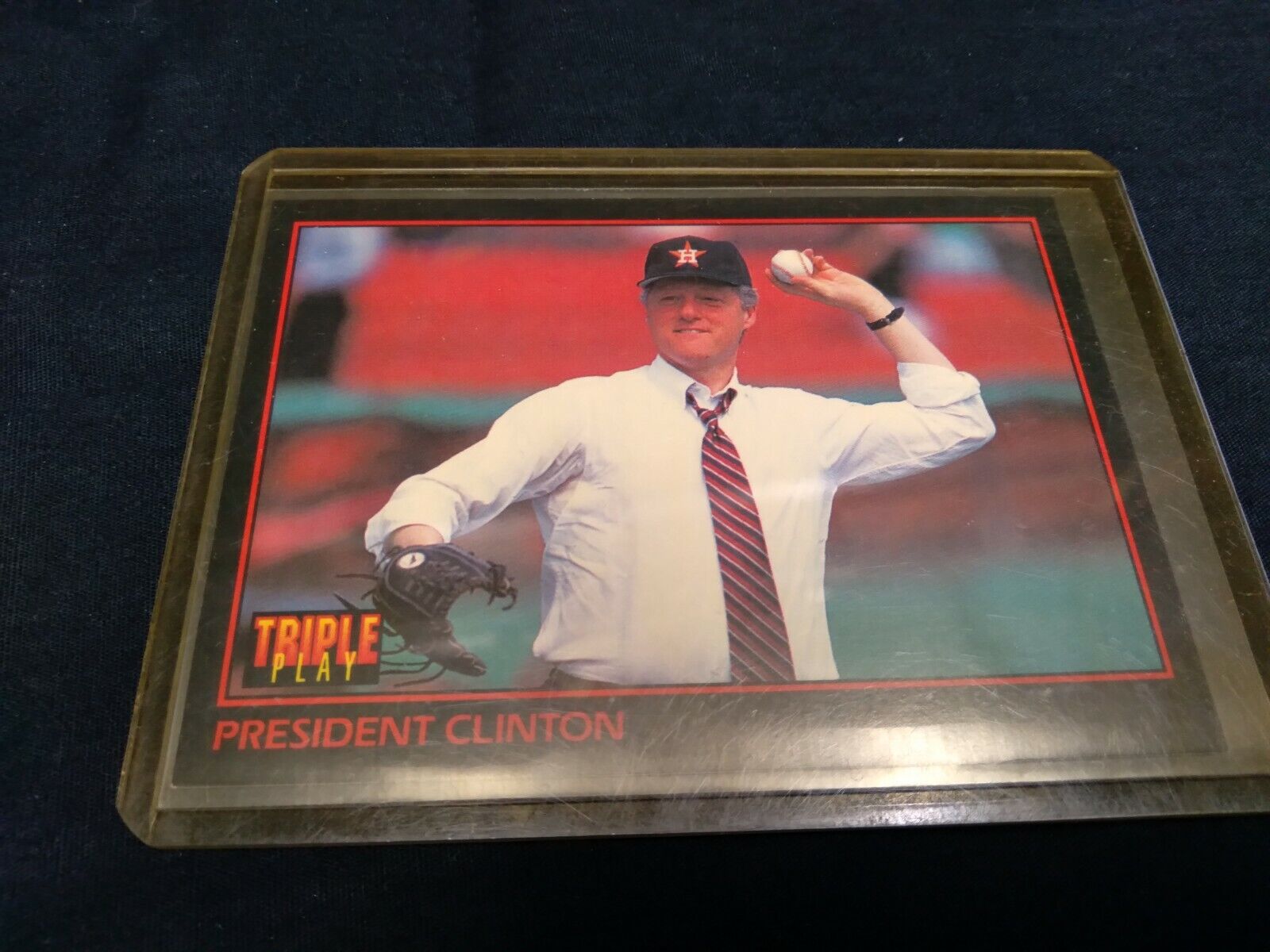 BILL CLINTON ROOKIE CARD 1993 #32 Leaf Triple Play 1st Pitch RC President RARE