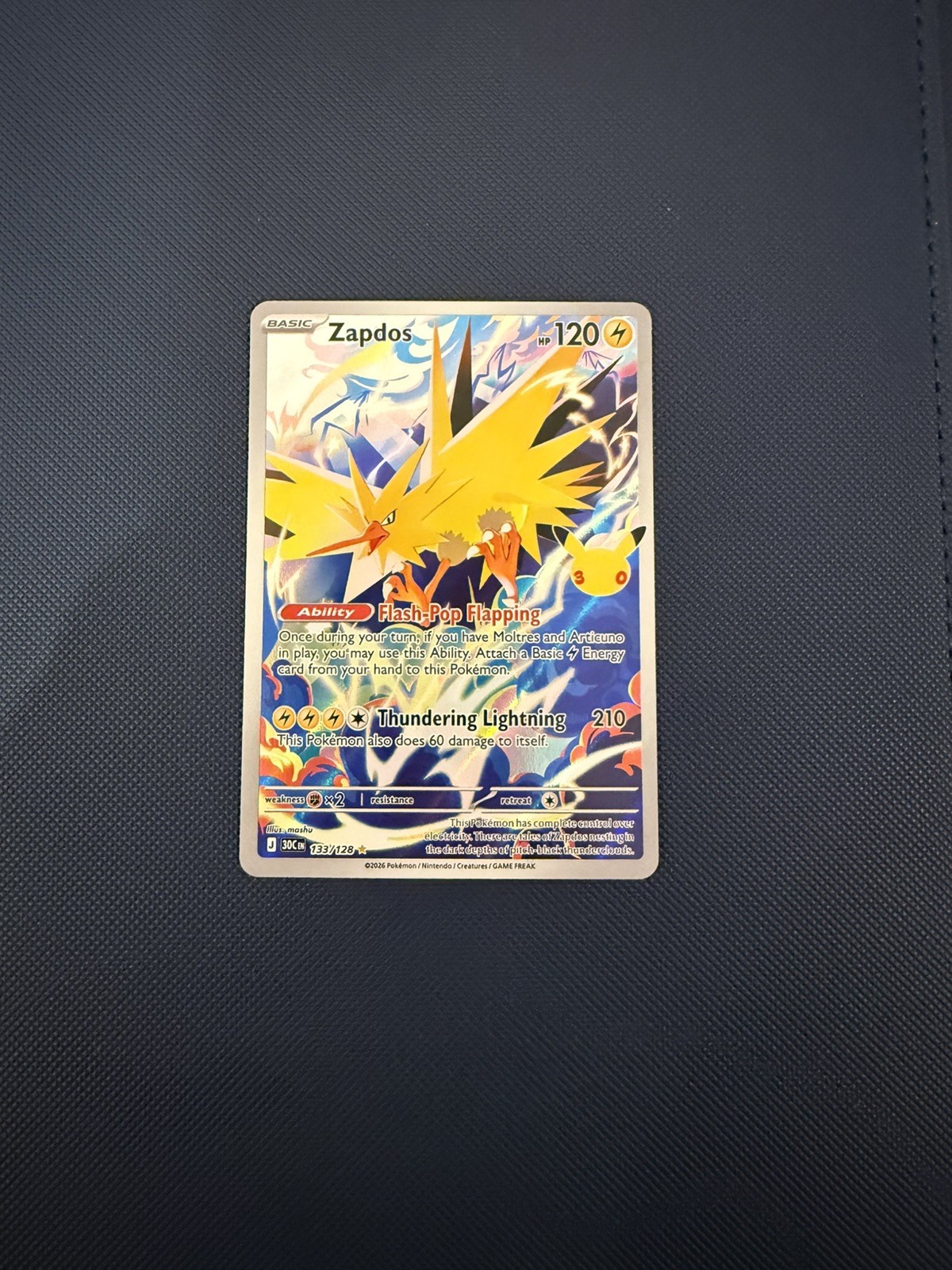 Pokemon TCG 30th Anniversary Zapdos 133/128 - NM/M Pokemon TCG 30th Anniversary Zapdos 133/128 - NM/M