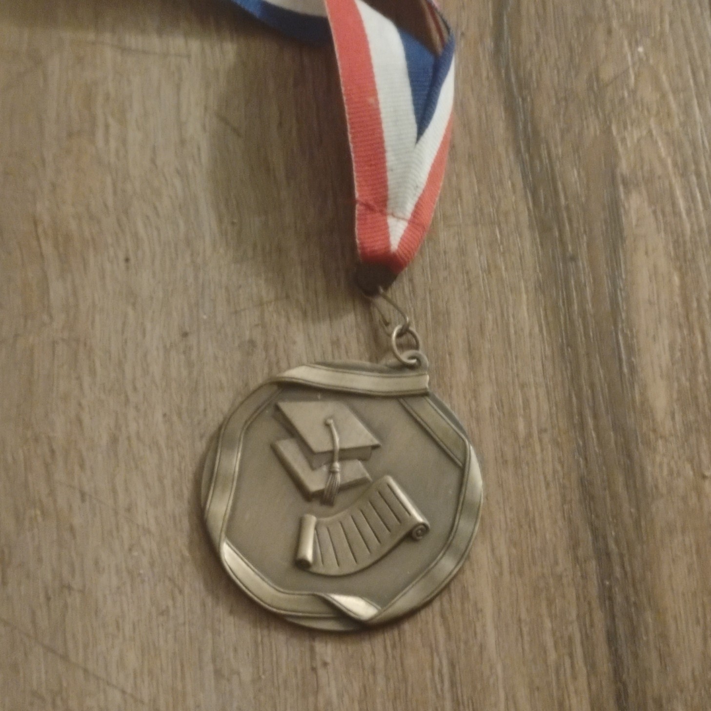 School Graduation Medal with Red White Blue Ribbon - Academic Achievement