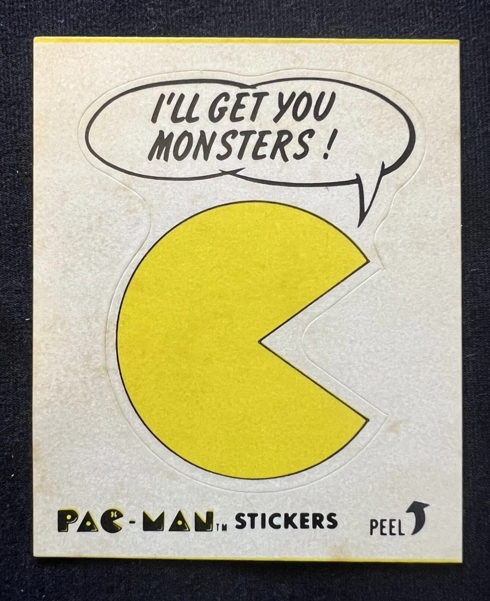 1980 FLEER #31 PAC-MAN *WHITE ROOKIE CARD* STICKER SERIES 1 NO EYES LOW POP VG 1980 FLEER #31 PAC-MAN *WHITE ROOKIE CARD* STICKER SERIES 1 NO EYES LOW POP VG