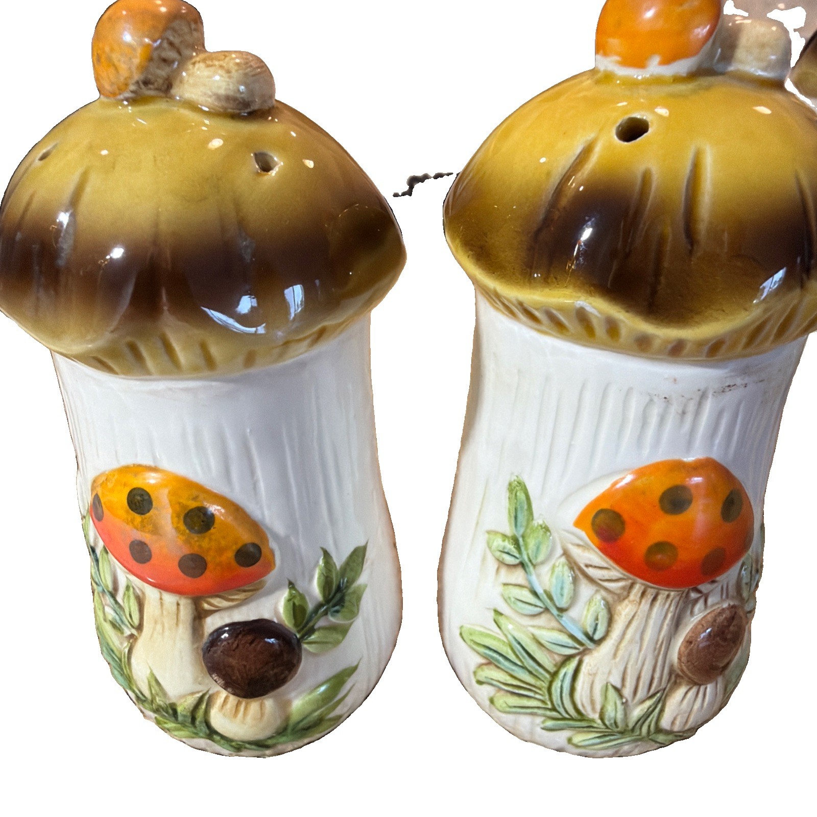 Vintage Sears Merry Mushroom Salt Pepper Shakers Japan Ceramic 1970s Pair Vintage Sears Merry Mushroom Salt Pepper Shakers Japan Ceramic 1970s Pair