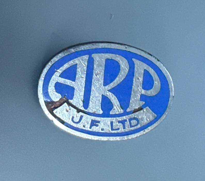 Rare Original World War II Industrial Factory-Issue ARP Enamel Badge J. F. LTD
