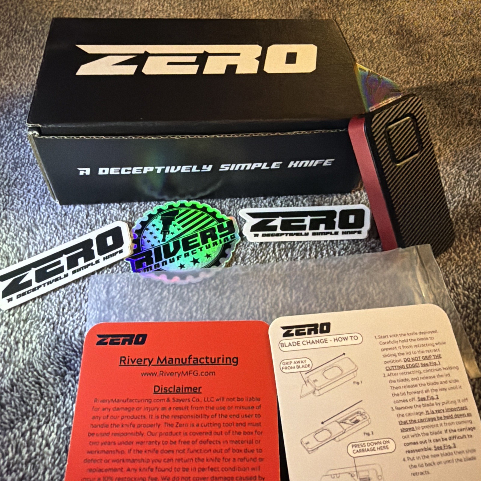 Rivery MFG Zero EDC Red Smooth Operator / Black File Pattern DEADPOOL Combo