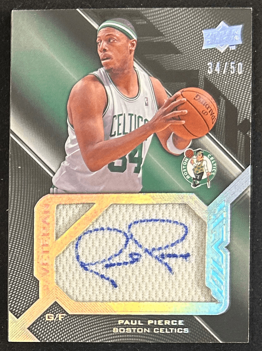 Paul Pierce 2008-09 UD Black Veteran Signed Jersey 34/50