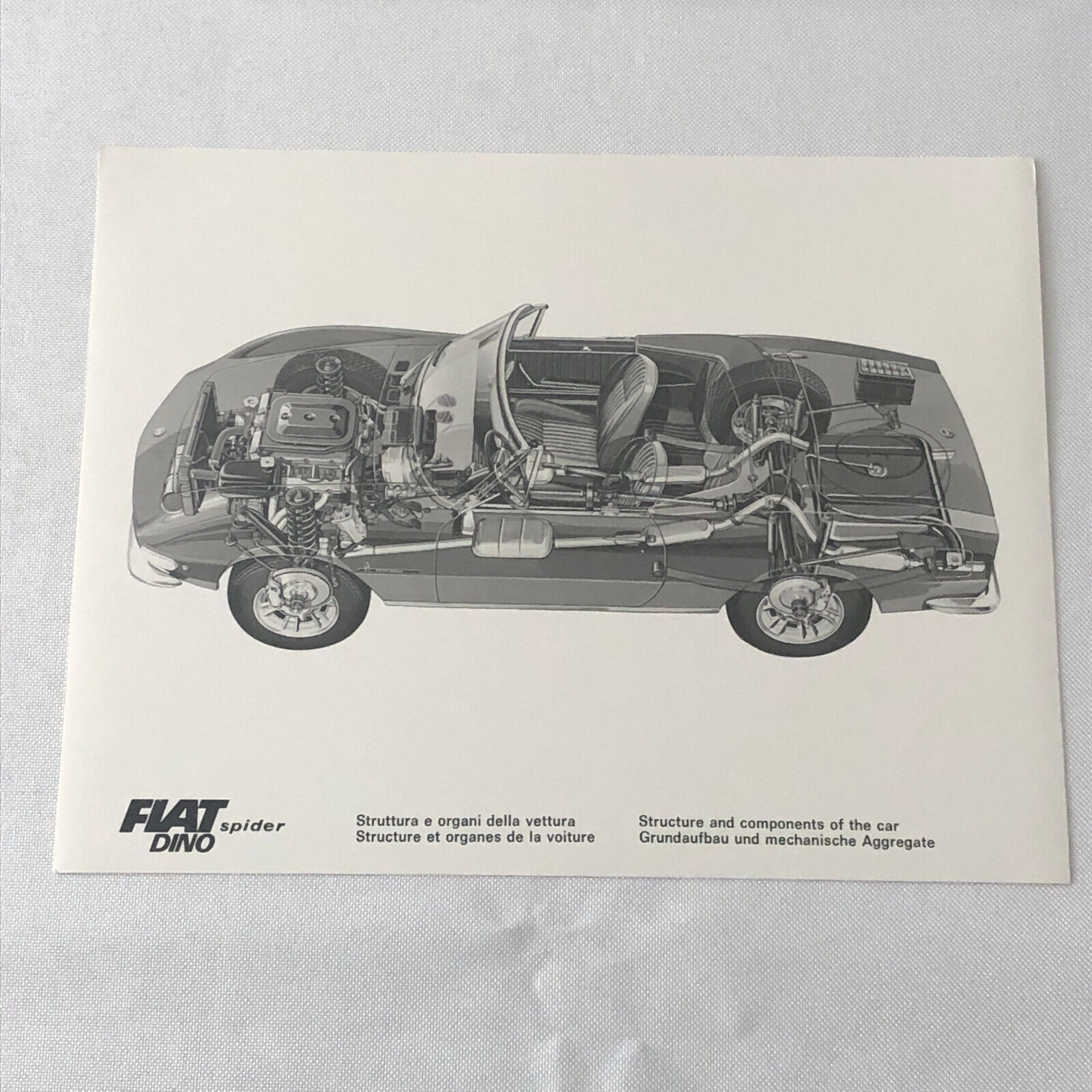 Fiat Dino Spider Cutaway Illustration Factory Press Photo Photograph