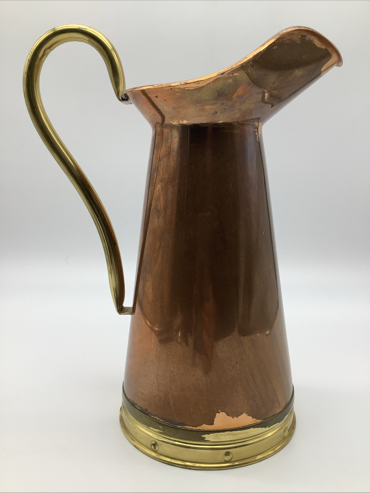 Vintage Tagus Copper Brass and Tin Pitcher 12