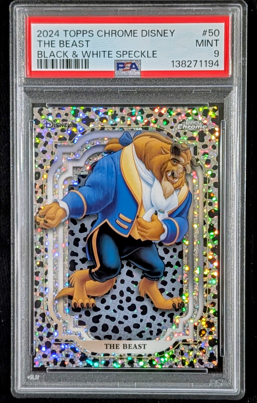 2024 Topps Chrome Disney The Beast #50 Black White Speckle Refractor /101 PSA 9 2024 Topps Chrome Disney The Beast #50 Black White Speckle Refractor /101 PSA 9