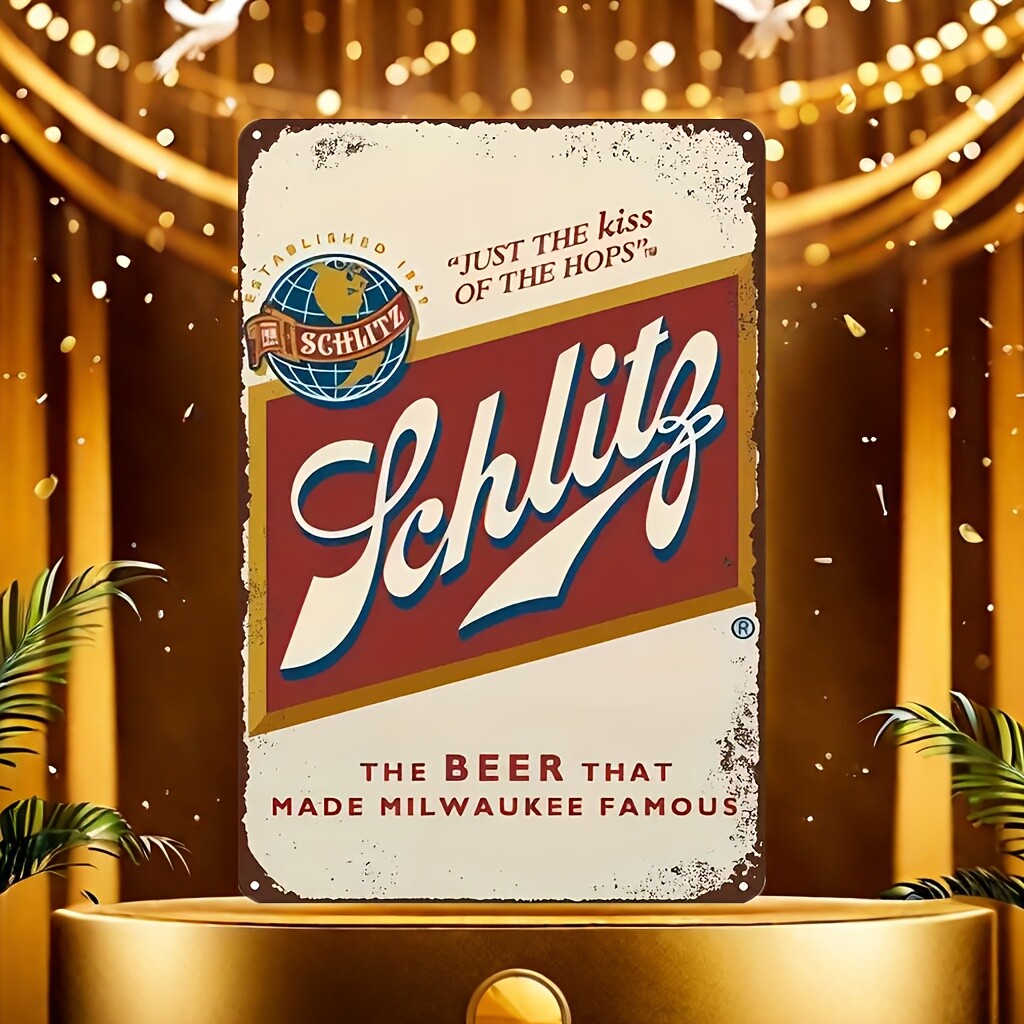 Vintage Schlitz Beer Tin Metal Sign 8x12 Rustic Weatherproof Wall Art Vintage Schlitz Beer Tin Metal Sign 8x12 Rustic Weatherproof Wall Art