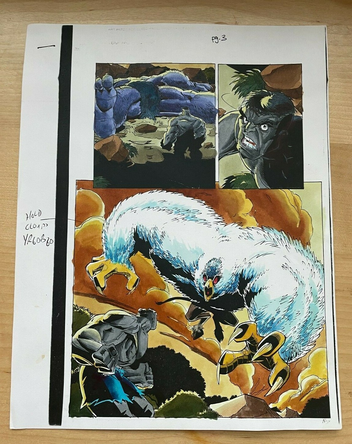 SPIDER-MAN #14 original  comic ART COLOR GUIDE HALF SPLASH GRAY HULK faces BEAST