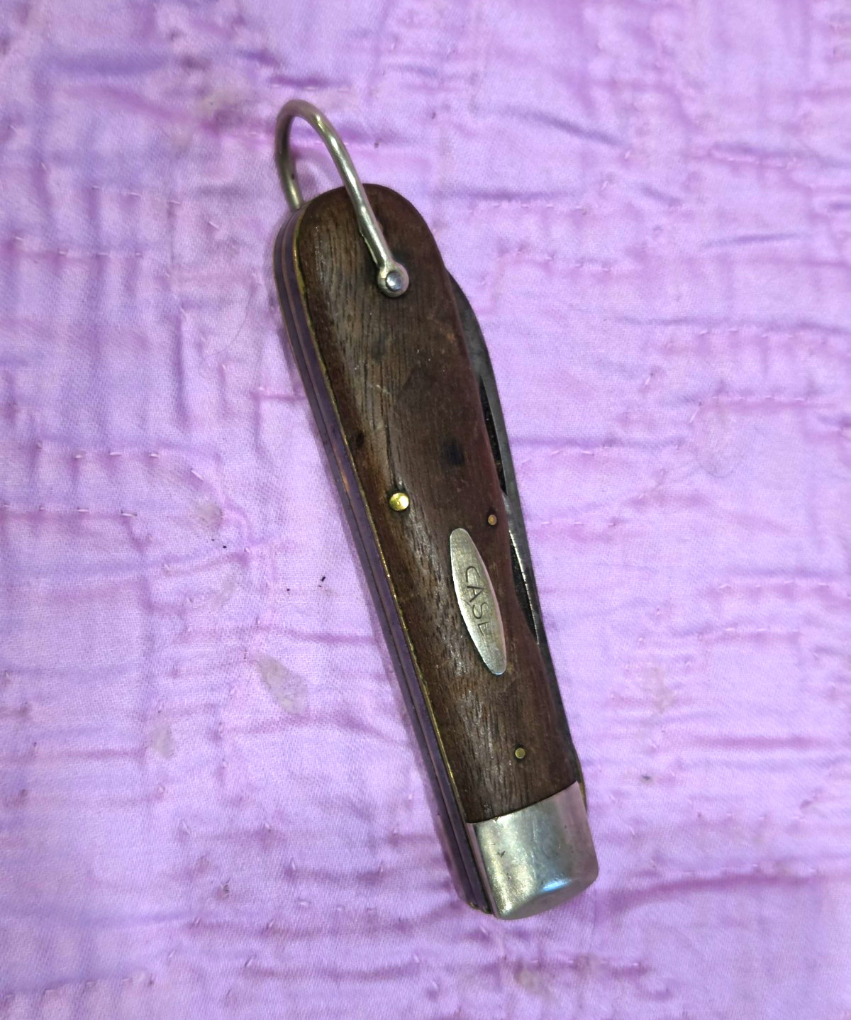 Vintage 1940-1964 Case XX 12031L Wood Electrician Knife TL-29 Brass Liners