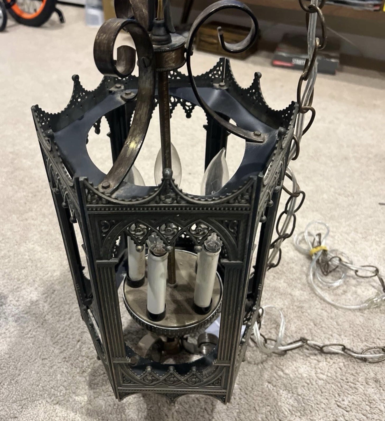 Vintage Lightcraft of California Swag Lamp Cast Brass Hanging Gothic Mid Century Vintage Lightcraft of California Swag Lamp Cast Brass Hanging Gothic Mid Century