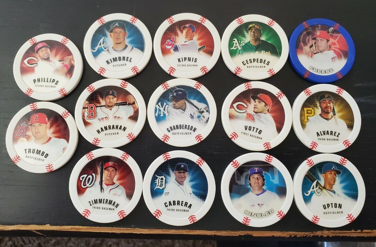 Topps MLB Heavy Weighted Poker Chips Lot of 14 Votto, Granderson, Cabrera, Kimbr