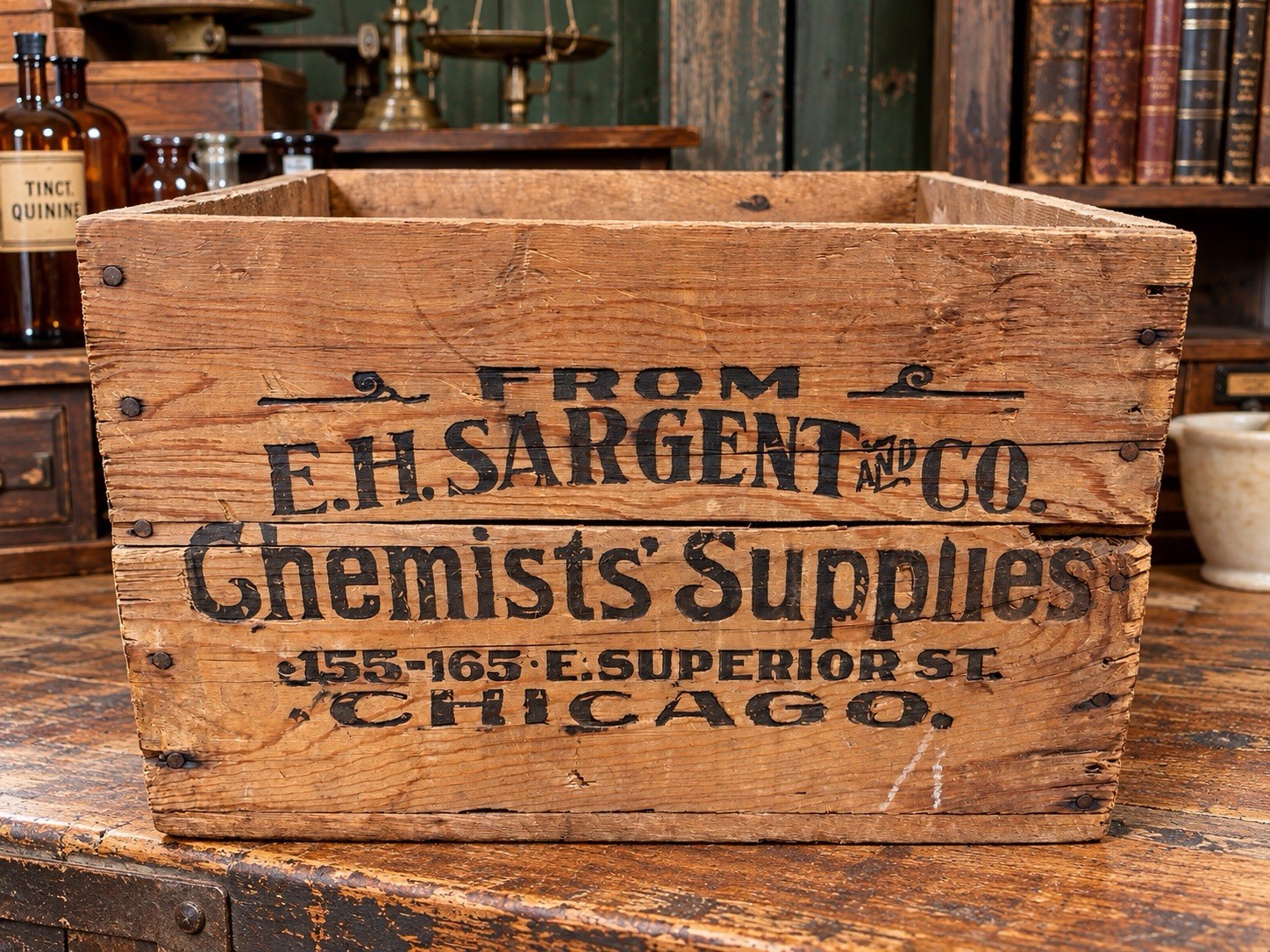 Rare Wooden Crate E.H. Sargent And Co. Scientific Laboratory Supplies Vintage