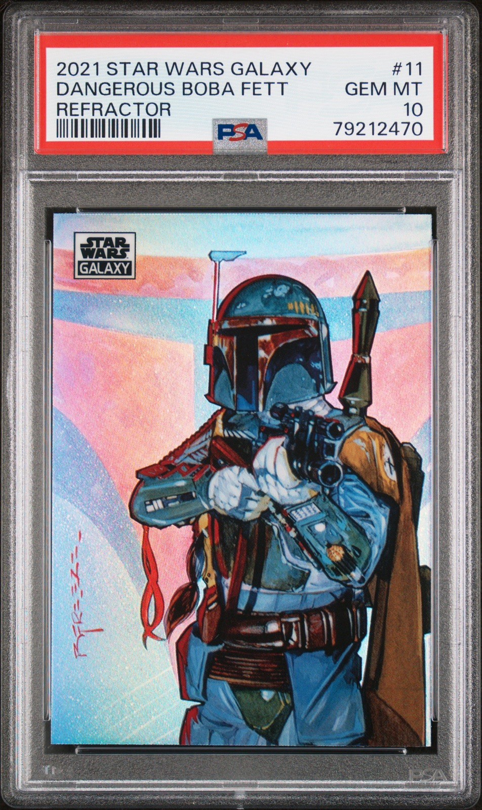 2021 Topps Chrome Star Wars Galaxy Dangerous Boba Fett Refractor Psa 10