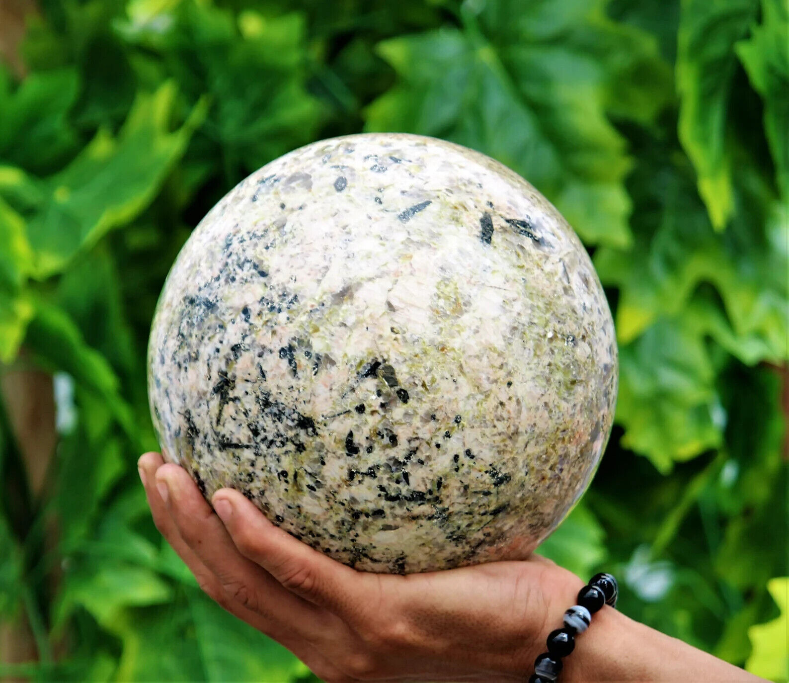 170mm White Moonstone W/ Multi Minerals Stones Crystal Healing Showpiece Sphere