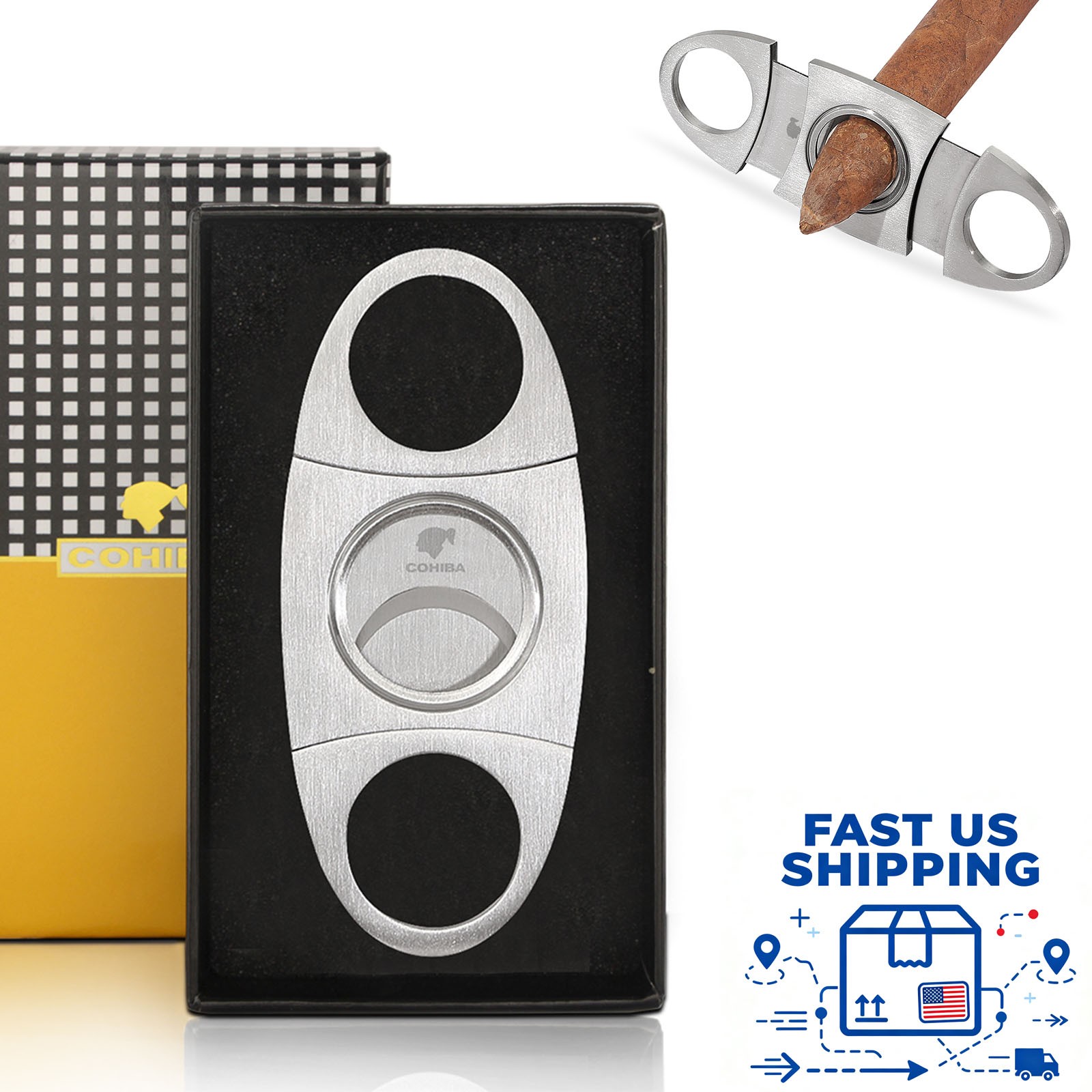 Cigar Cutter Guillotine Stainless Steel Smooth Double Blade Exquisite Cigar Clip Cigar Cutter Guillotine Stainless Steel Smooth Double Blade Exquisite Cigar Clip