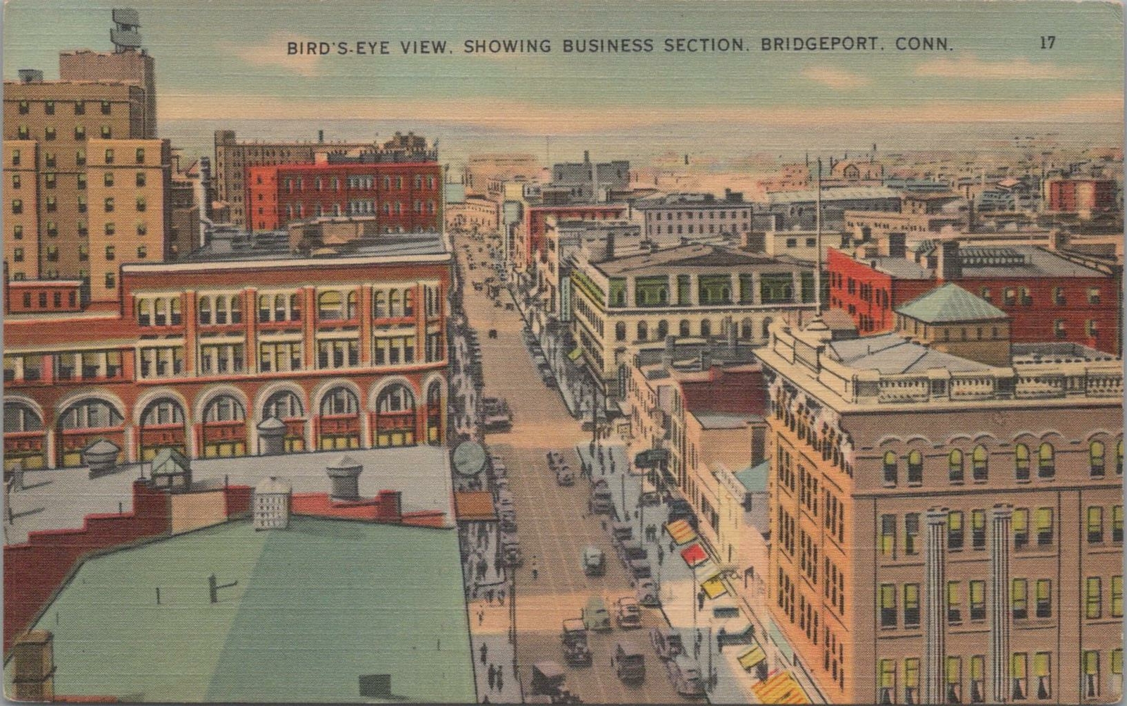 Postcard Bird's Eye View Showing Business Section Bridgeport CT Postcard Bird's Eye View Showing Business Section Bridgeport CT