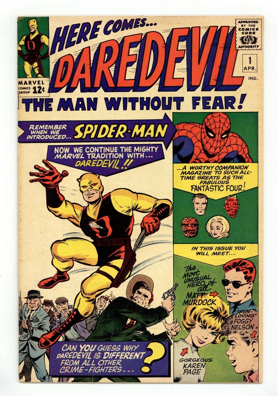Daredevil #1 VG+ 4.5 RESTORED 1964 1st app. Daredevil, Karen Page, Foggy Nelson