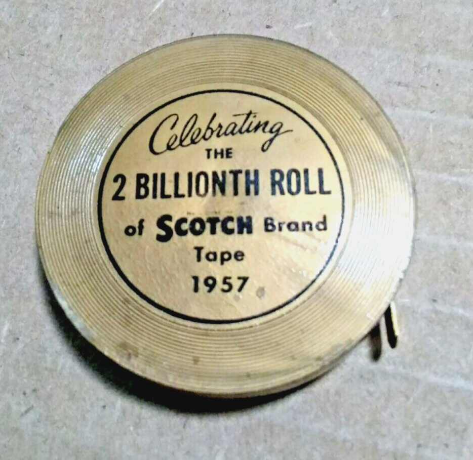 Vintage - Rare 1957 Scotch Brand Tape Measure - Celebrating 2 Billionth Roll Vintage - Rare 1957 Scotch Brand Tape Measure - Celebrating 2 Billionth Roll