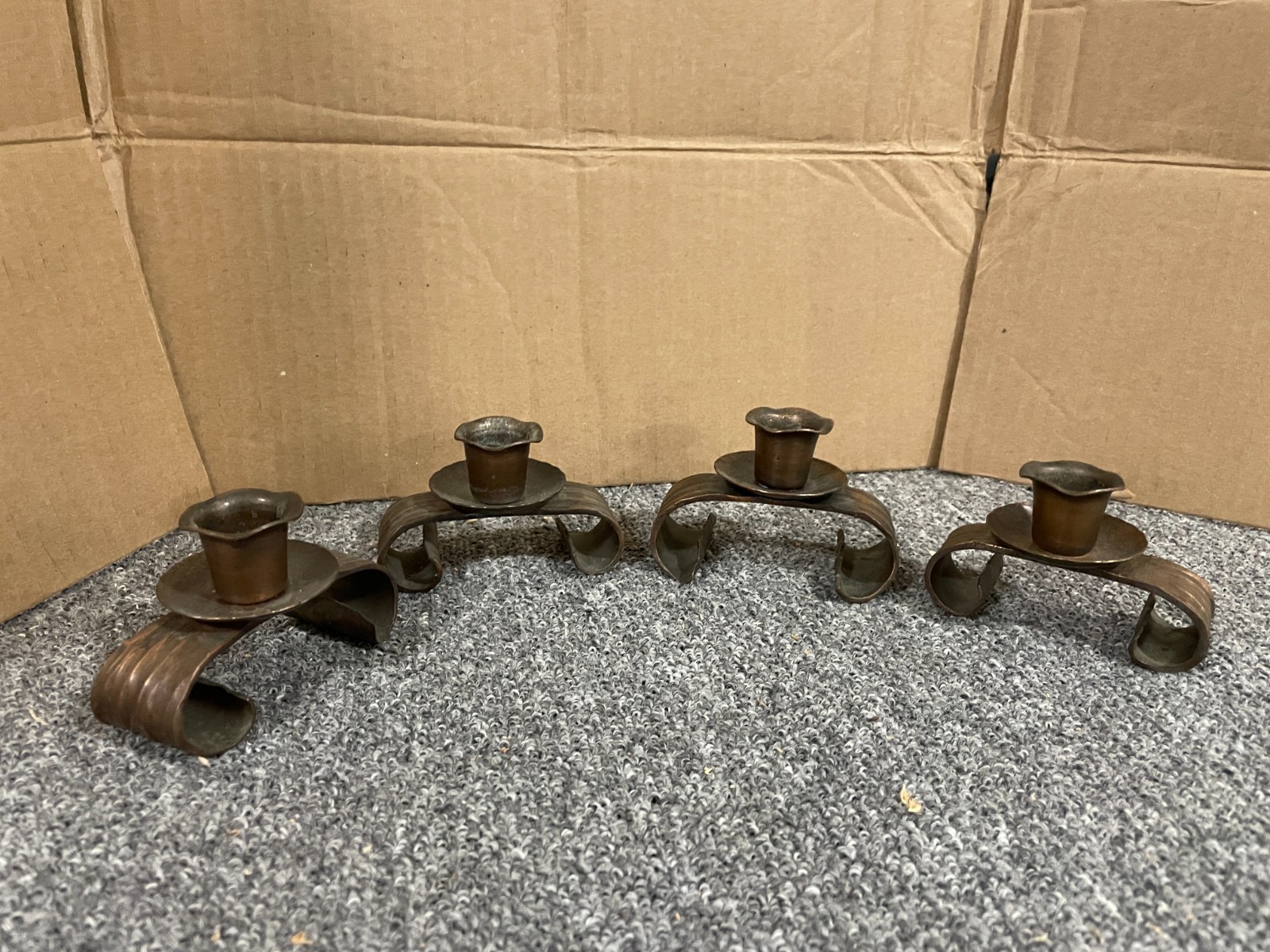 Craftsman Studios Laguna Beach CA Hand Made Copper Candle Holders, Set of Four Craftsman Studios Laguna Beach CA Hand Made Copper Candle Holders, Set of Four