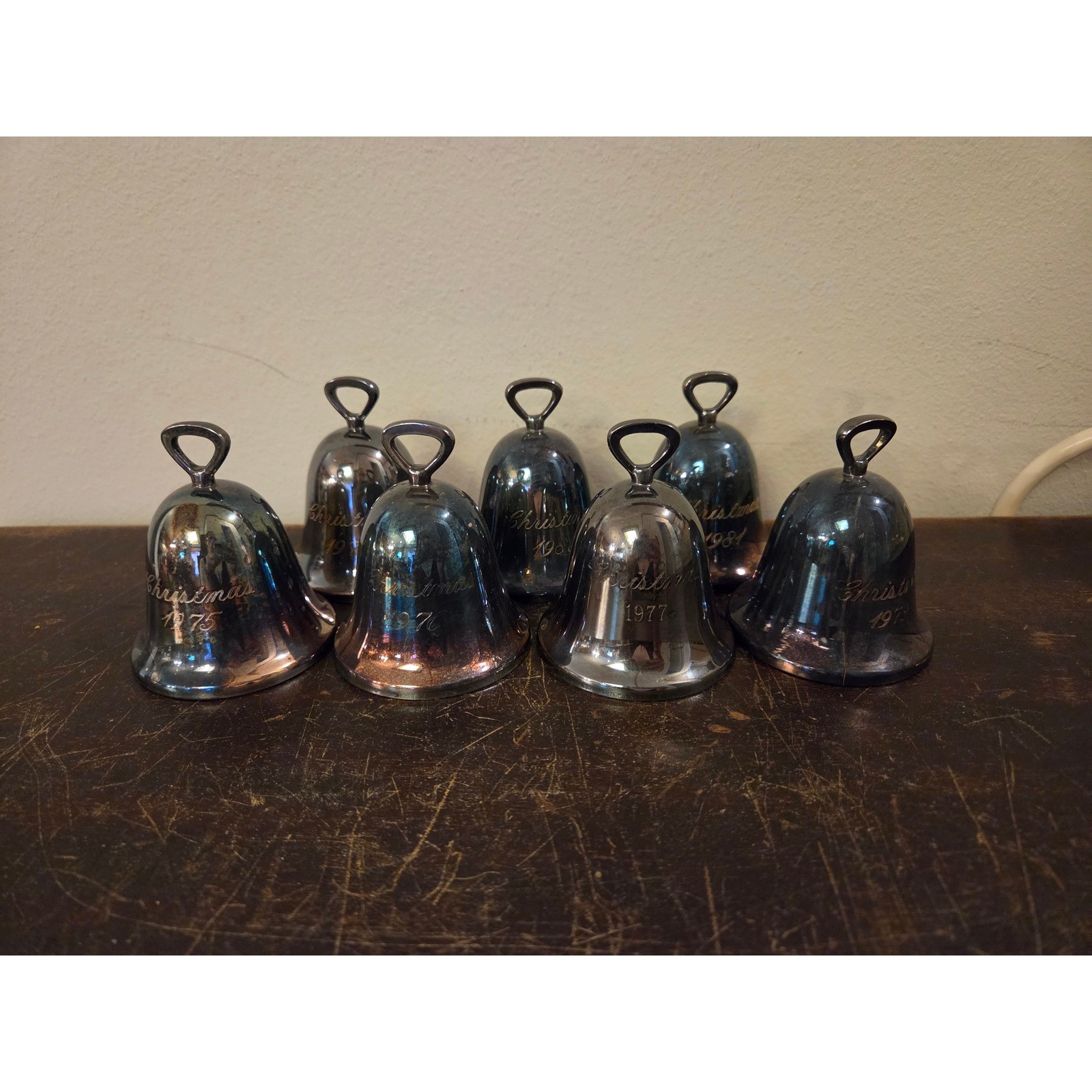 Reed & Barton Vintage Silverplate Christmas Bell Ornaments Lot of 7 1975-1984 Reed & Barton Vintage Silverplate Christmas Bell Ornaments Lot of 7 1975-1984