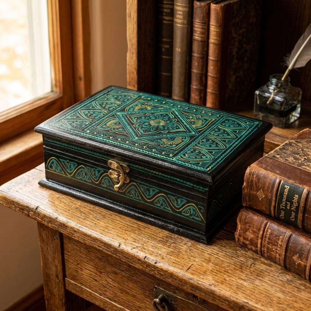 Handcrafted Wooden Gift Box with Exquisite Lacquer Artwork | 9x6 Handcrafted Wooden Gift Box with Exquisite Lacquer Artwork | 9x6