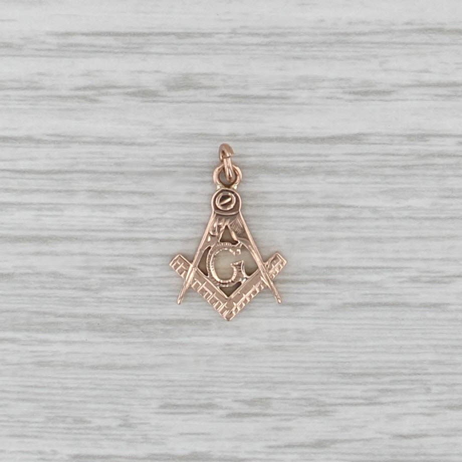 Masonic Blue Lodge Square Compass Symbol Pendant 10k Yellow Gold Charm