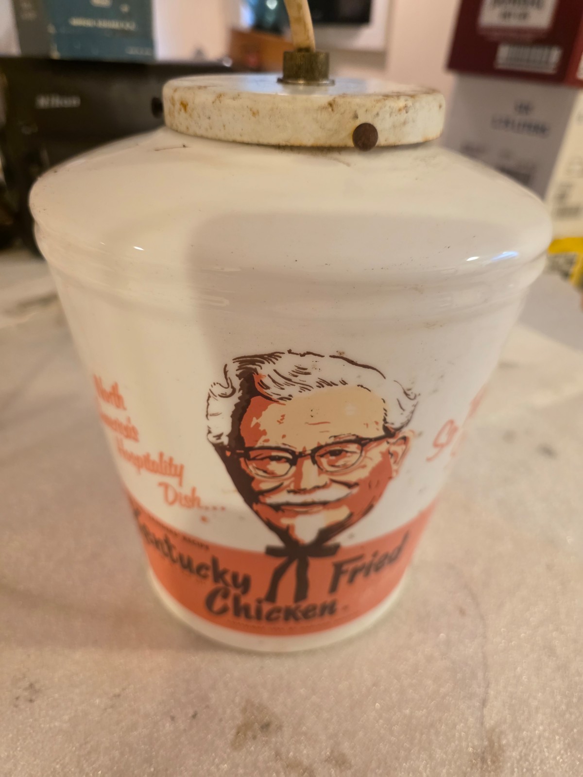 Vintage KFC Milk Glass Bucket Globe Light Shade -1969 Vintage KFC Milk Glass Bucket Globe Light Shade -1969