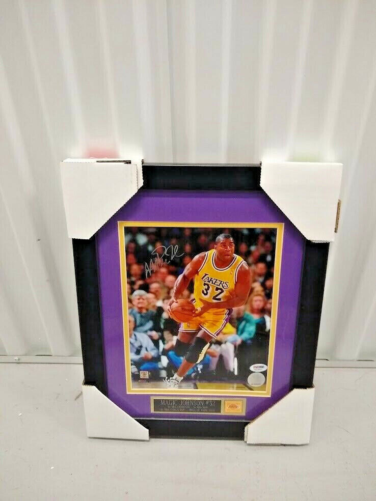 Magic Johnson Lakers Autographed 8x10 Photo Framed/ Matted- PSA/DNA