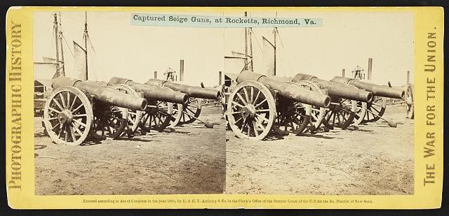 Photo:Captured siege guns, at Rocketts, Richmond, Va.
