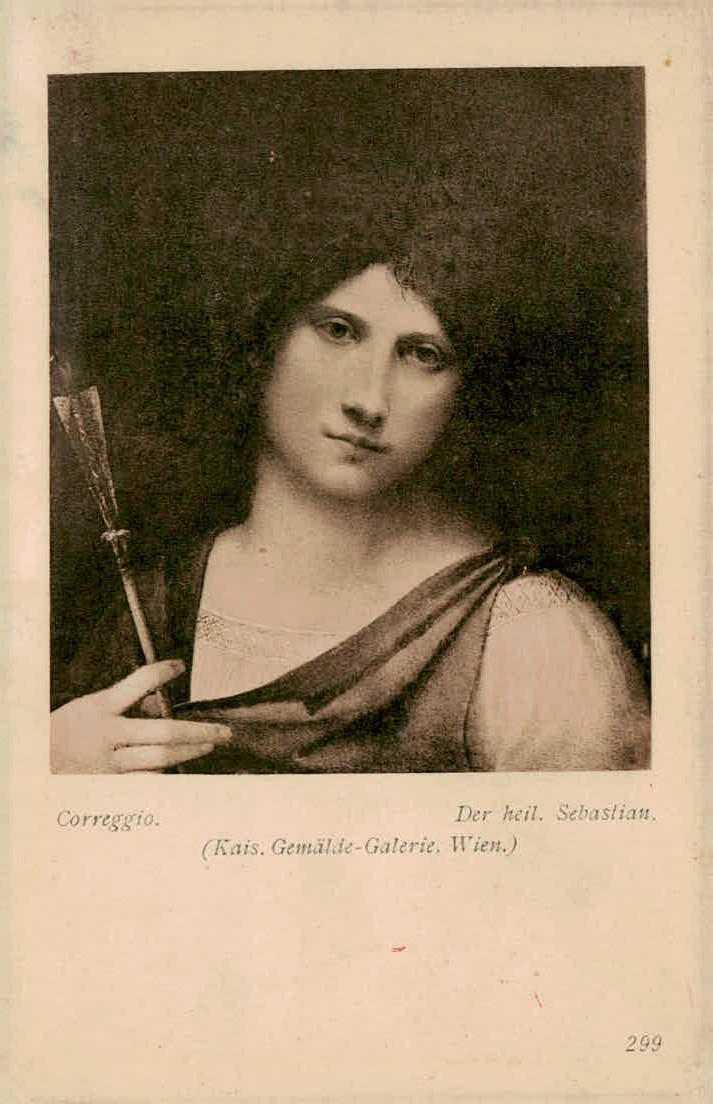 Correggio Saint Sebastian Art Postcard J. Lowy Wien 1906 Correggio Saint Sebastian Art Postcard J. Lowy Wien 1906
