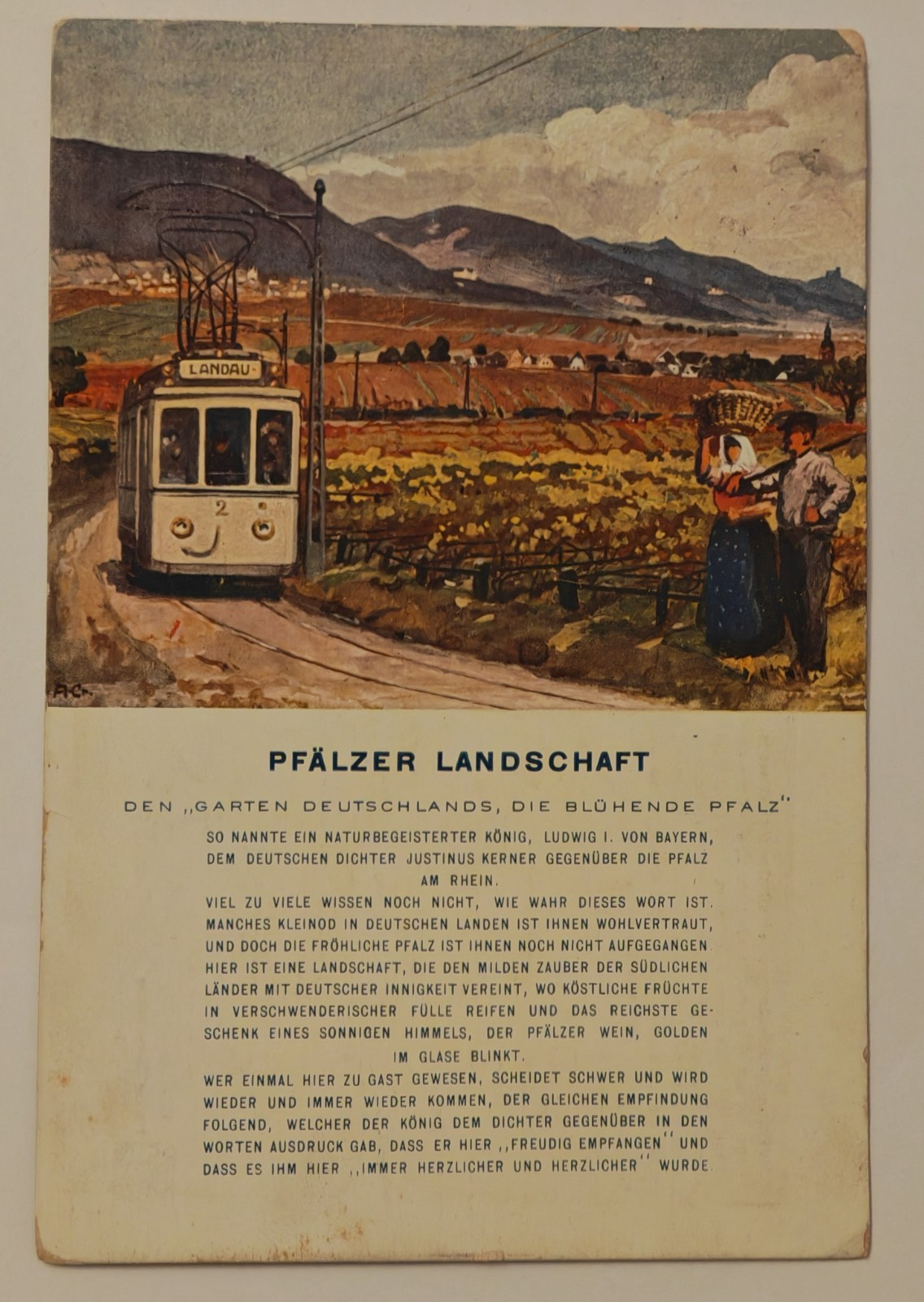 Postcard Palatinate Oberlandbahn 1913 landscape Landau Palatinate home pictures train used