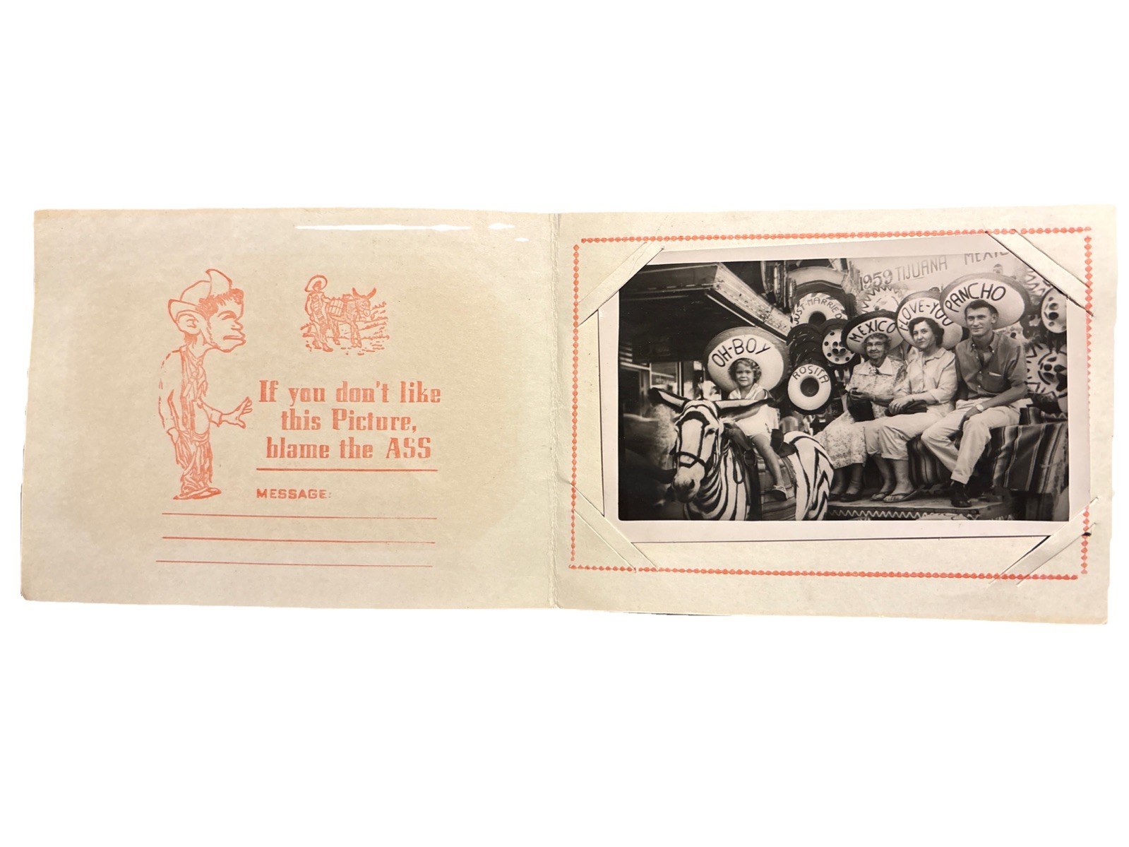 VTG 1959 Tijuana Tourist Photo Postcard Of U Don’t Like The Photo Blame The ……. VTG 1959 Tijuana Tourist Photo Postcard Of U Don’t Like The Photo Blame The …….