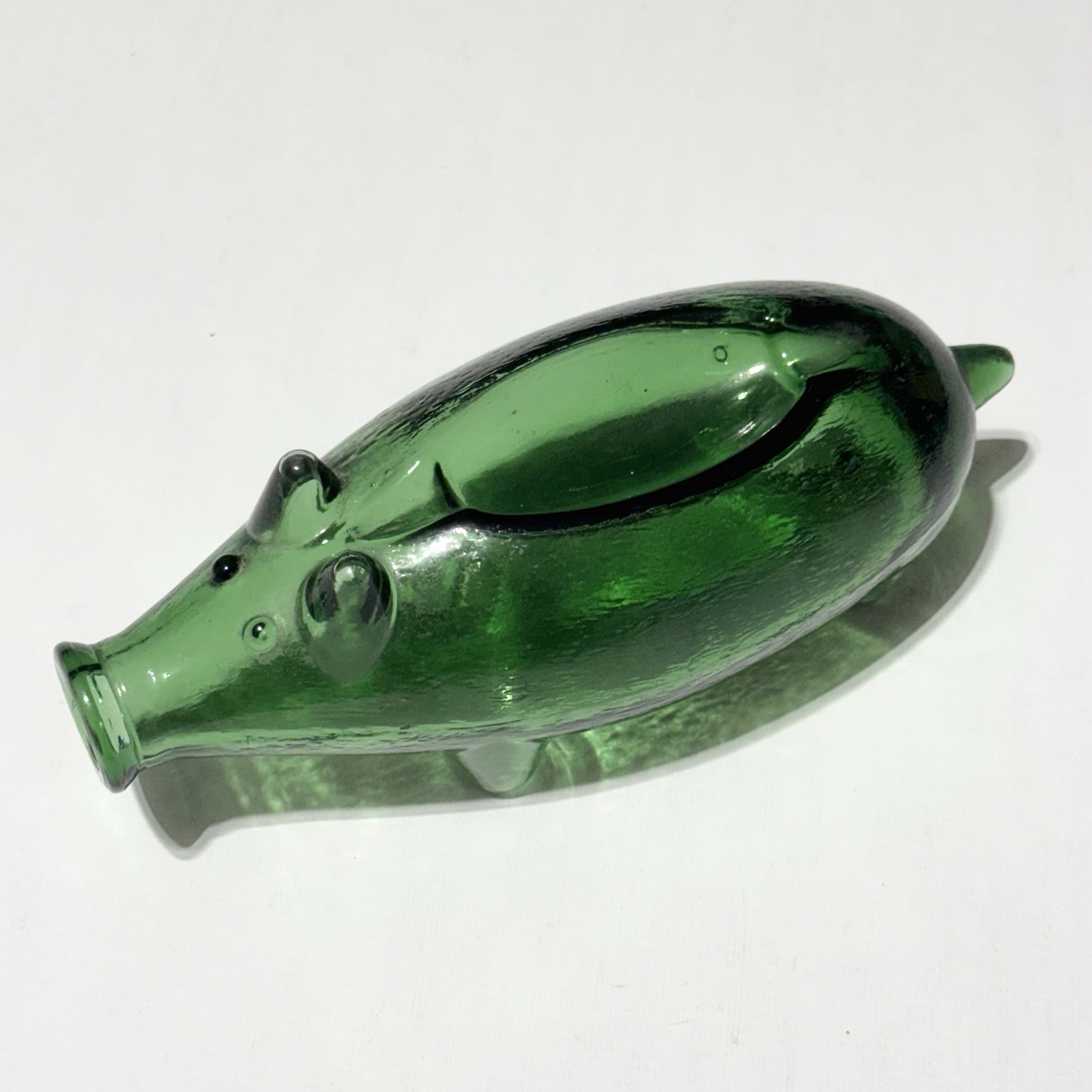 Green Glass Pig Decanter and Ashtray Green Glass Pig Decanter and Ashtray